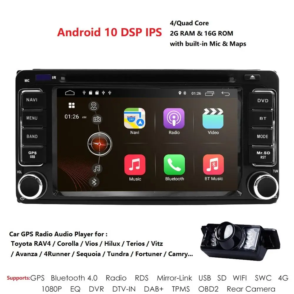 IPS DSP 4 Core 2G+16G 2 Din Android 10 Car Radio multimedia DVD player GPS for Toyota Terios Old Corolla Camry Prado RAV4 stereo IPS DSP 4 Core 2G+16G 2 Din Android 10 Car Radio multimedia DVD player GPS for Toyota Terios Old Corolla Camry Prado RAV4 stereo