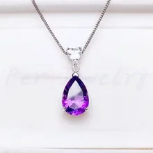 Натуральный настоящий аметист, ожерелье с подвеской в виде сердца, 4ct драгоценный камень,, серебро 925 пробы# M95510