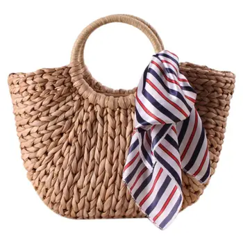 

Women's Straw Hand Bag Large Shoulder Tote Bag Bucket Summer Bags Women Tassel Rattan Bag Braided(primary color)With scarf