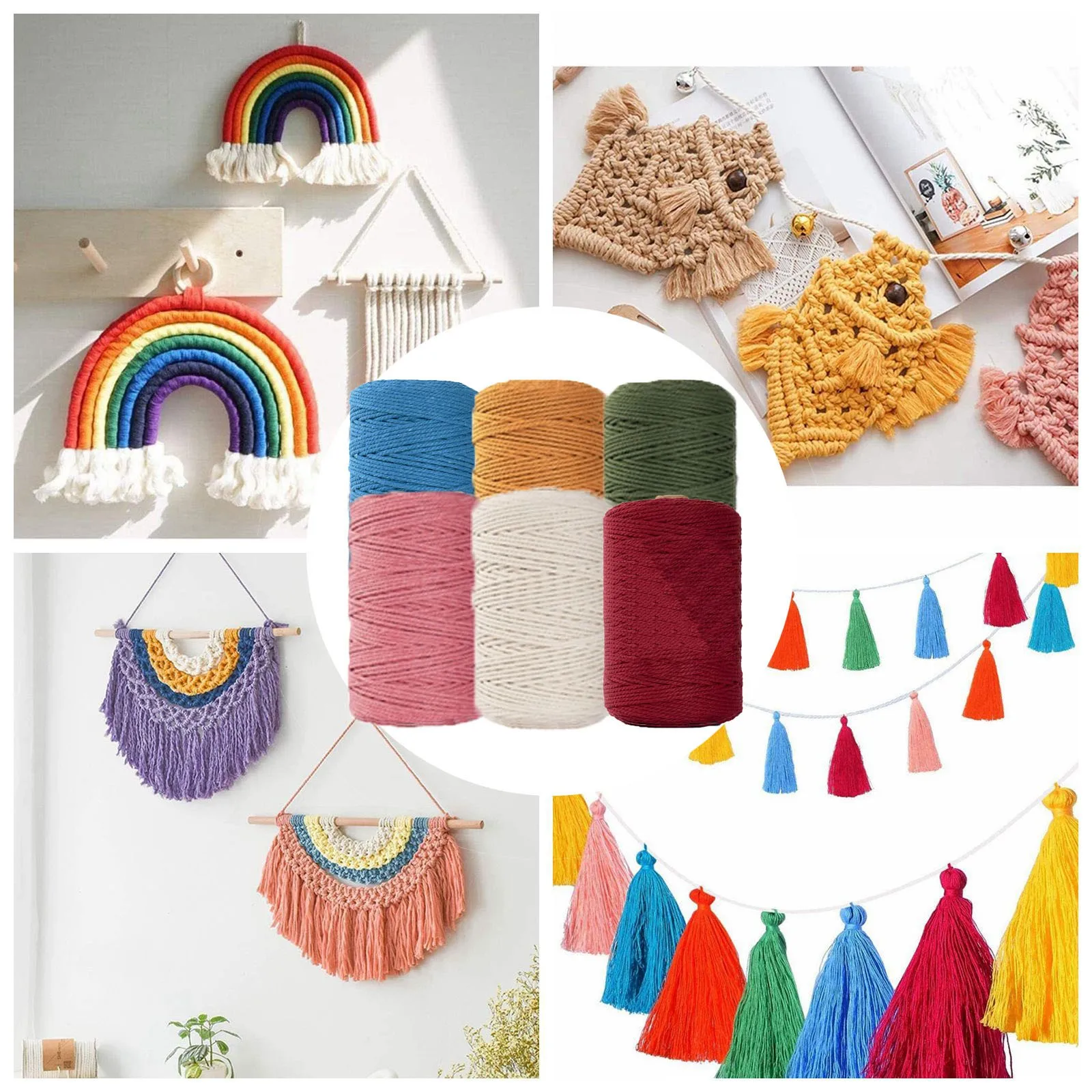 Cotton Decorative Accessories Macrame Yarn Macrame Cotton Rope Yarn