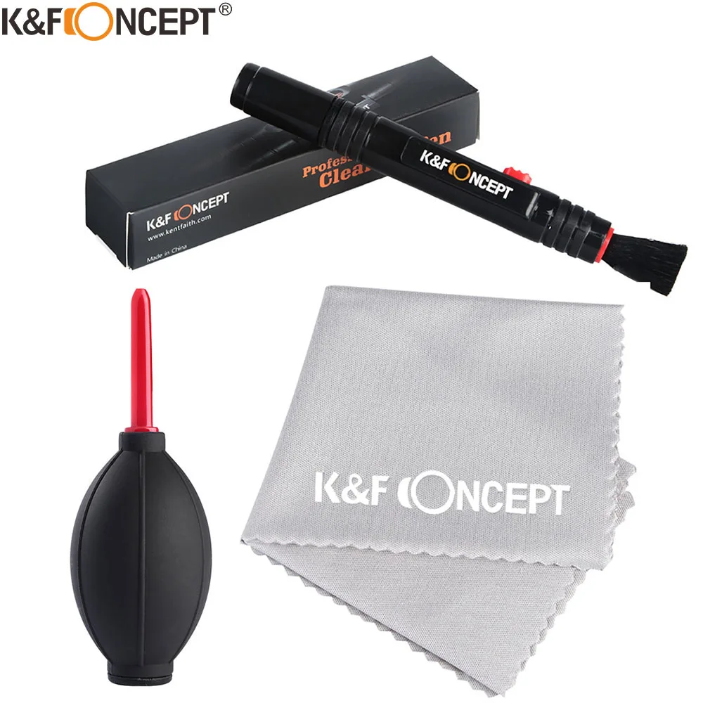 Набор для чистки камеры K & F CONCEPT 3 в 1 щетки объектива + чистящая ручка Чистящая салфетка объективов и фильтров