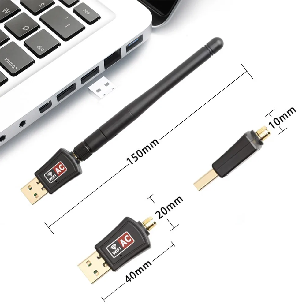 600 Мбит/с USB wifi адаптер двухдиапазонный 2 4 ГГц 5 WiFi с антенной ПК Мини Компьютерная