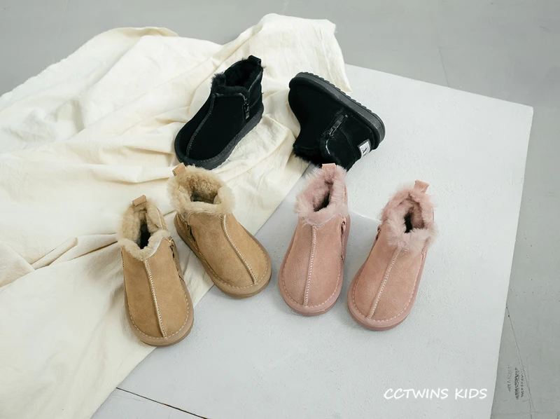 CCTWINS/детская обувь; коллекция года; модные зимние ботинки для детей; Теплая обувь из натуральной кожи для маленьких мальчиков; повседневные ботинки черного цвета для девочек; SNB026