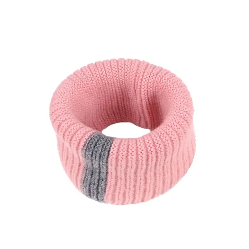 Вязаный шарф в полоску с круглым вырезом для маленьких девочек и мальчиков; шарф-снуд; повязка на шею; шейный платок; F3MD - Цвет: 11