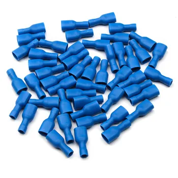 

6.3mm Female Male 16-14AWG Electrical Wiring Connector Insulated Crimp Terminal Spade Blue FDFD2-250 MDD2-25050/20Pcs