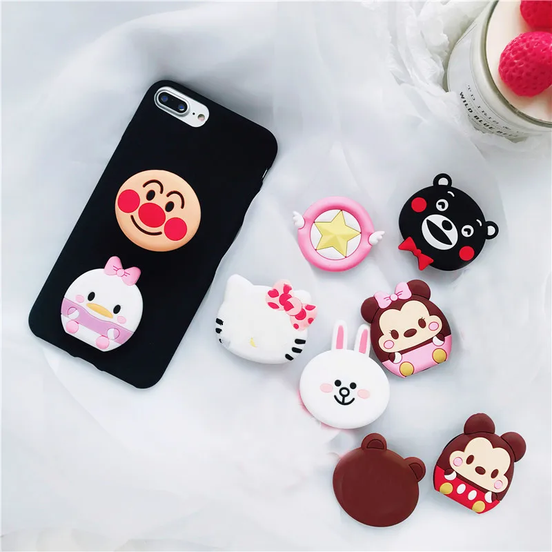

Universal Phone Stand bracket Expanding Stand stretch grip phone Holder socket Finger Cute Cartoon Stand for iphone 66S 7 8 X XS