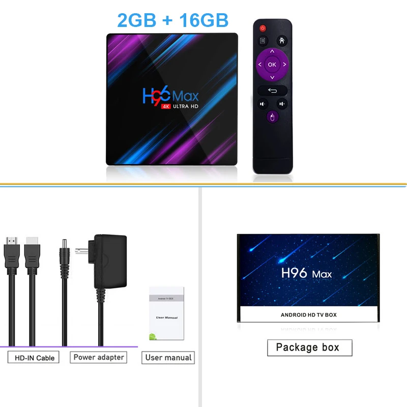 2G 16G Android Tv box 9,0 H96 MAX RK3318 4 Гб ОЗУ 32 Гб 64 Гб ПЗУ Google голосовой помощник Netflix 2,4/5,0G WiFi 4K медиаплеер - Цвет: 2G 16G