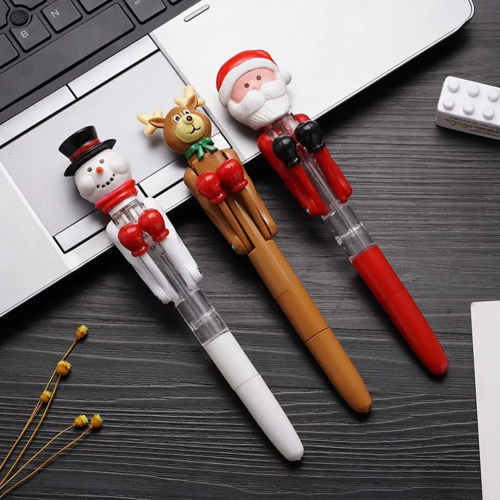 Шариковая ручка Санта-Клауса для бокса, декомпрессии, маслянистая ручка, светильник, рождественский подарок, игрушки, вечерние канцелярские принадлежности, школьные принадлежности