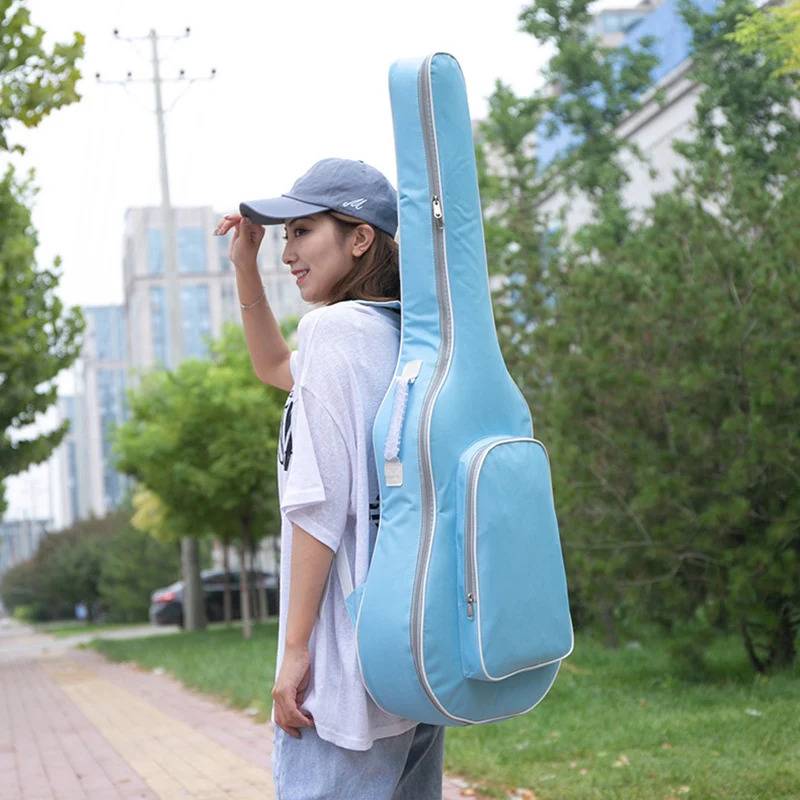 Guitar Bag 41 Inch Oxford Guitar Case Gig Bag 5mm Cotton Soft 600D Oxford Backpack Double Shoulder Straps Padded Carry Guitar Case XA847M
