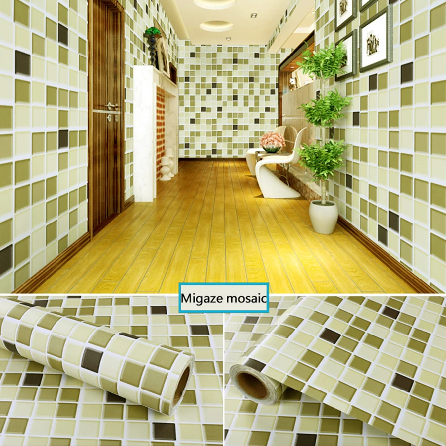 Yunpoint Kitchen Oil-Proof Diy Decorative Film Waterproof Self-Adhesive Wallpaper Bathroom Toilet Thick Mosaic Tile Wall Sticker