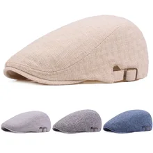 Мужские регулируемые шапки, льняные хлопковые береты, шапка, уличные дорожные однотонные шапки