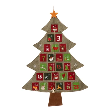 

1pc Countdown Calendar Xmas Tree Shape Linen Funny Wall Decor Wall Calendar Advent Calendar Calendar for Wall Home