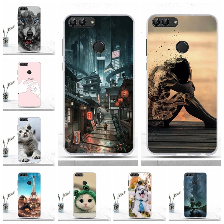 Чехол для Huawei P Smart задняя крышка из ТПУ Enjoy 7S силиконовый чехол с милым котом