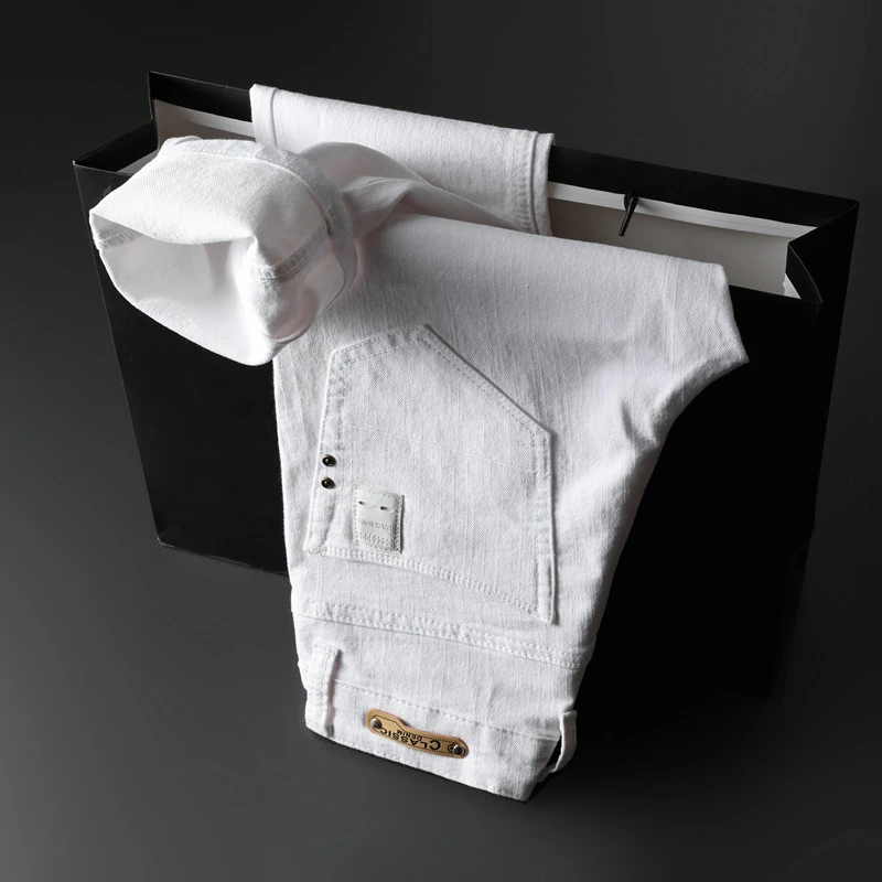 Хорошее качество белые обтягивающие джинсы мужские весенние летние Осенние