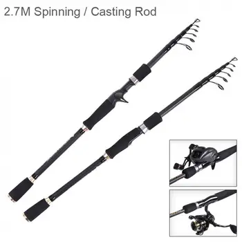 

2.7m Carbon Lure Fishing Rod Straight Shank 7 Section Telescopic Ultra Light Travel Carbon Fiber Fishing Pole Lure Tackle Hot