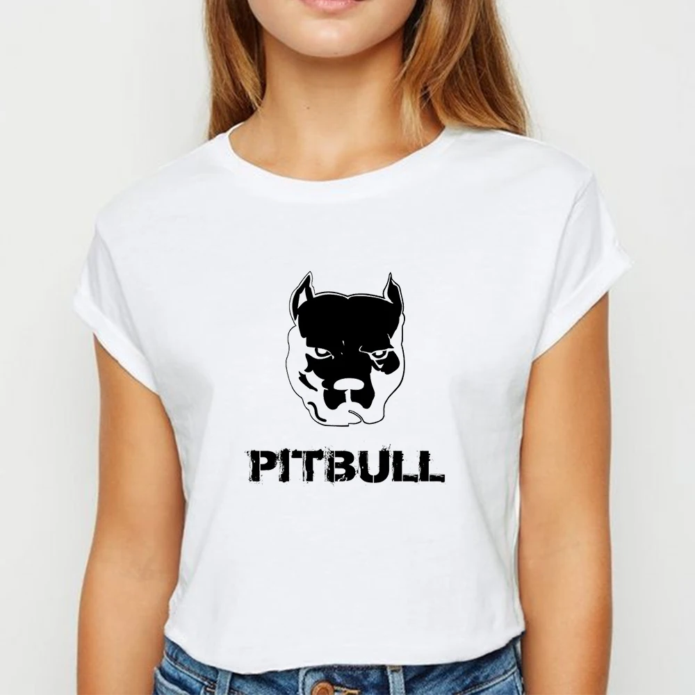 

Dog Pitbull tshirt Adult Female Ulzzang Spring Summer T Shirt Harajuku Creative Printing Design Short Sleeve O-Collar T-shirt
