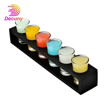

DEOUNY Shots Glass With Wine Rack Set A Mini Cup Of Shot Glasses Holder Bar Sets 7PCS 1.5OZ Cocktail For Alcohol Vodka Bartender