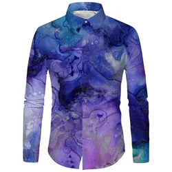 Cloudstyle men manga comprida impressão 3d camisas outono nova moda topos dos homens turn down collar casual streetwear