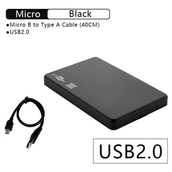 High-Speed Transparent 2.5 SATA SSD Hard Drive Enclosure with 5Gbps Transfer (Black-USB2.0)