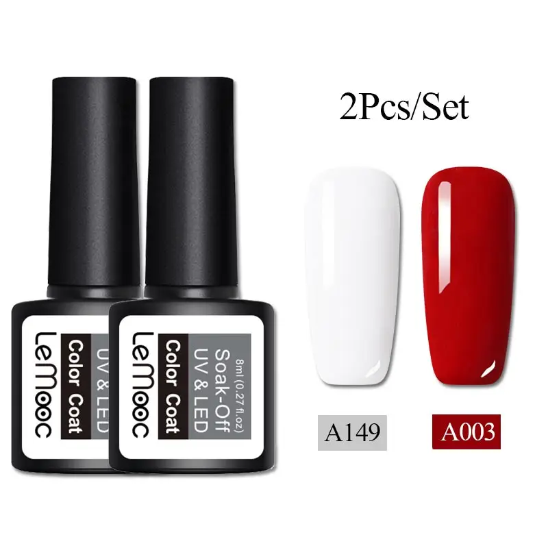 LEMOOC Gel Nail Polish 8ML Semi Permanant UV Glitter Gel Polish For Nail Art Color Gel Soak Off No Wipe Top Coat Nails Polish - Цвет: 157173