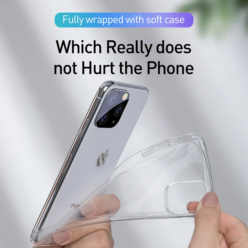 Чехол Baseus для iPhone 11 Pro Max ультратонкий мягкий прозрачный силиконовый чехол из ТПУ