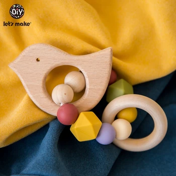 

Let's Make 1pc Wooden Engraved Name Ring Baby Wood Teether Beech Accessories Infant Newborn Teething Baby Rattle Toys For Kids
