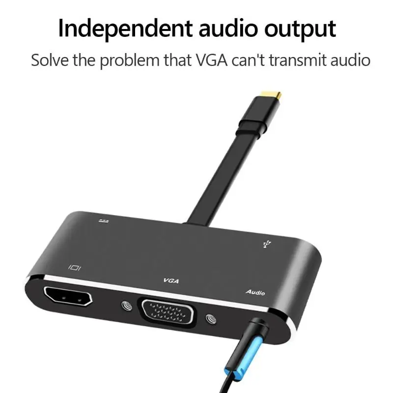 5 в 1 USB C к HDMI адаптер тип-c к 4K HDMI/VGA/Аудио/USB 3,0 порт+ USB C порт(PD) конвертер для ноутбука Macbook Zend переключатель