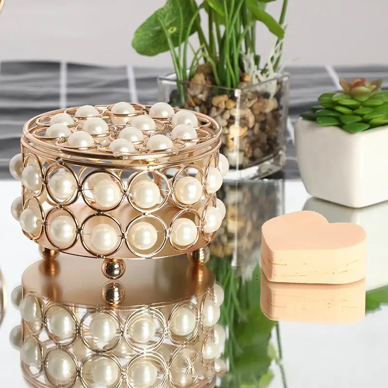 PEANDIM Elegant Mini Craft Jewelry Storage Box Pearl Crystal Organizer Earring Beads Cosmetic Case Desktop Decoration Gifts Box
