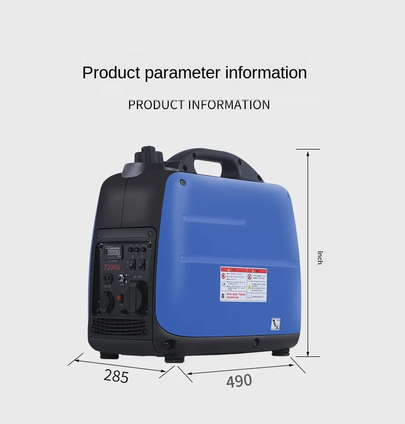 Gerador de Gasolina Portátil ao ar Casa Pequena Mudo Livre Mini Carregamento Portátil 3kw Conversão Freqüência 24v 220v Renovação da Casa