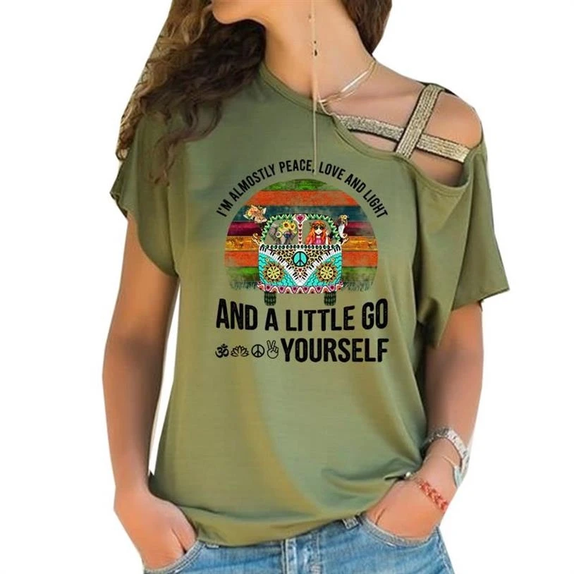 

New T-Shirt For Women Color Picture Customization Letters Print Cross Bandage T-Shirt Female Top Tops Cotton Cropped Graphic