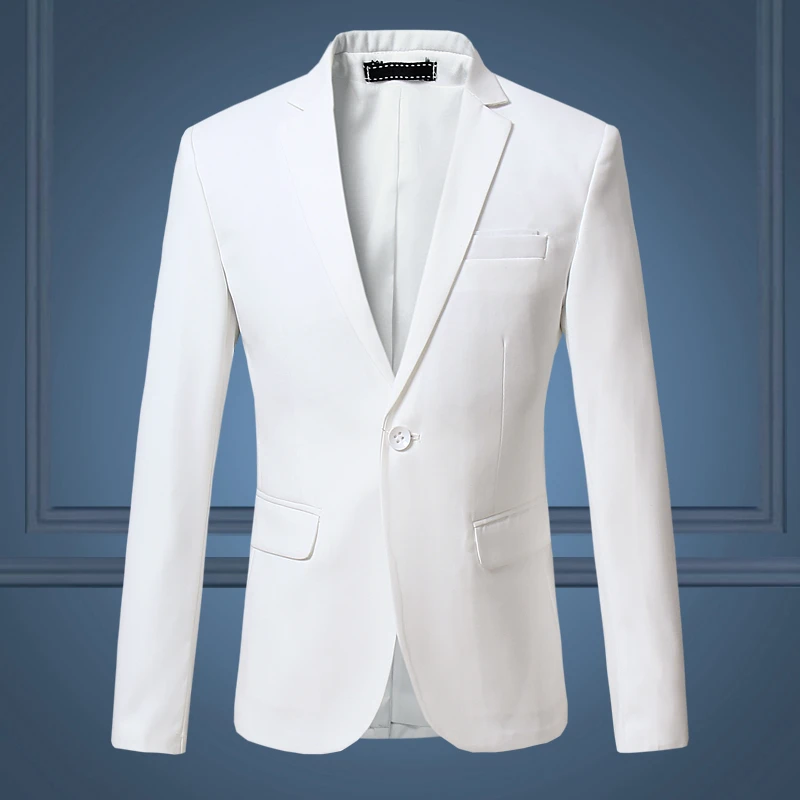 Black Classy Men's Blazers Jacket One Button Slim Fit Wedding Suit Mens Casual White Blazers Coats Customizable Big Size 6XL 5XL sport coat