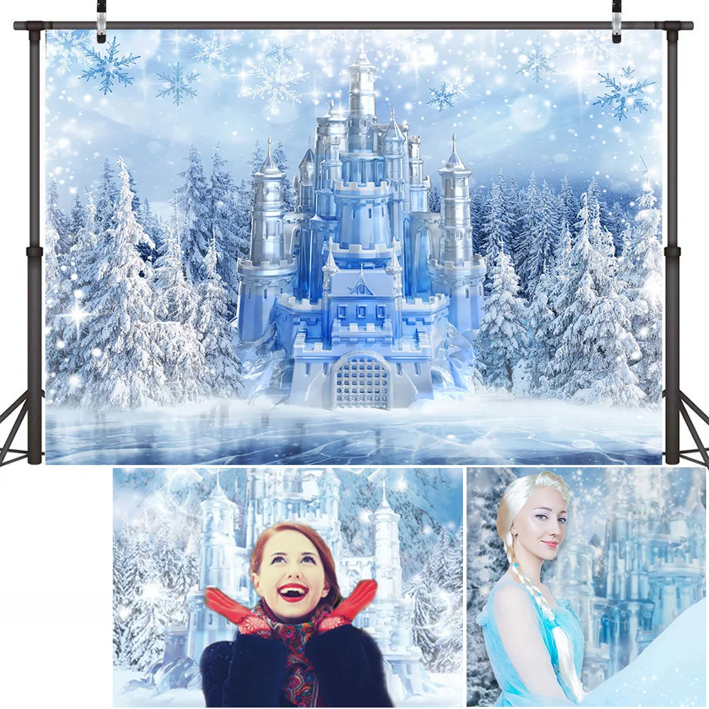 Fondo de Castillo de invierno, Fondo de Fotografía Blanco, nieve, Frozen,  retrato de niño, decoración de mesa de pastel de cumpleaños, accesorios de  estudio fotográfico - AliExpress