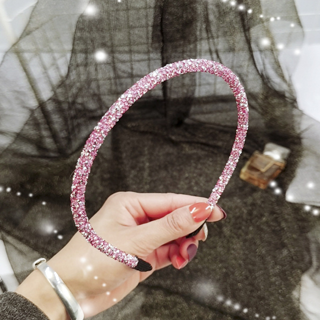 Korea Crystal Soft Headband for Women Rhinestone Hairband Beads Bezel Girls Hair Accessories Simple Headwear