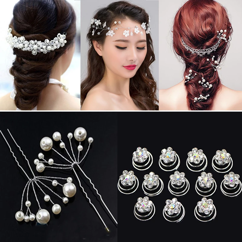 Fashion Crystal Pearl Wedding Hair Pins Flower Bridal Hairpins Bridesmaid Hair Clips Hair Accessories Barrettes Hairwear Jewelry bride hair clip