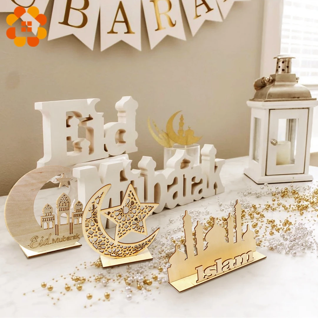 Hot Sale Juego de adornos de placa de madera para decoración, accesorios de decoración de Eid Mubarak, Decoración de Ramadán colgante islámico, suministros para fiesta, 1 Juego Ma5QNOeR1