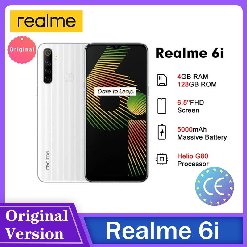 Realme 6i Smart Phone 4GB 128GB 5000mAh 18W Fast Charging HD Display 6.5 Inch 48MP High Pixel Camera Сотовый телефон Teléfono