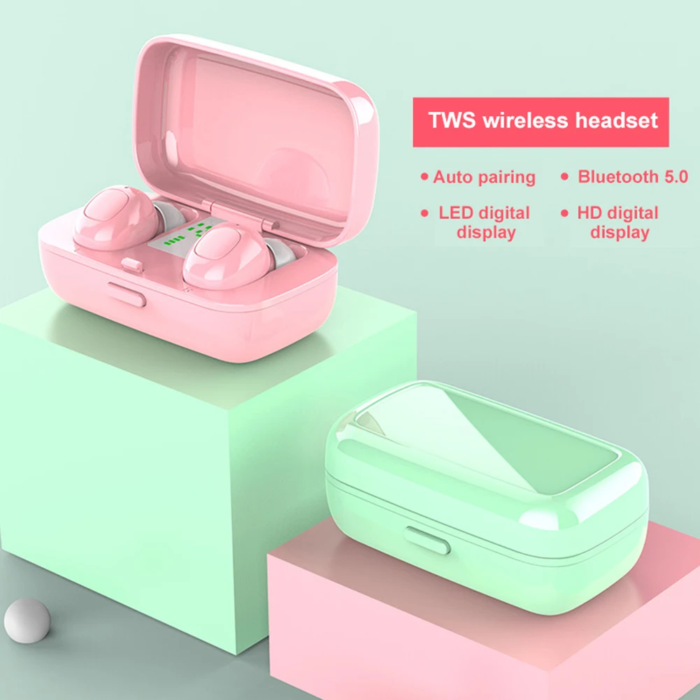 Мини TWS Bluetooth 5,0 шумоподавление музыка Hi-Fi наушники-вкладыши Беспроводные спортивные наушники с дисплеем зарядная коробка