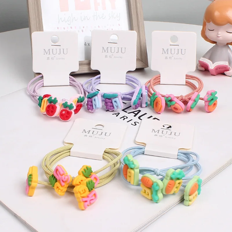 

Korean Version of Children's Hair Accessories Cute and Cute Chinese Character Head Rope 2-piece Girl Baby Hair Rope Rubber Band