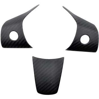

Glossy Real Carbon Fiber for Tesla Model 3 2017-2020 Steering Wheel Button Trim Cover Car Inner Frame Decor Accessories