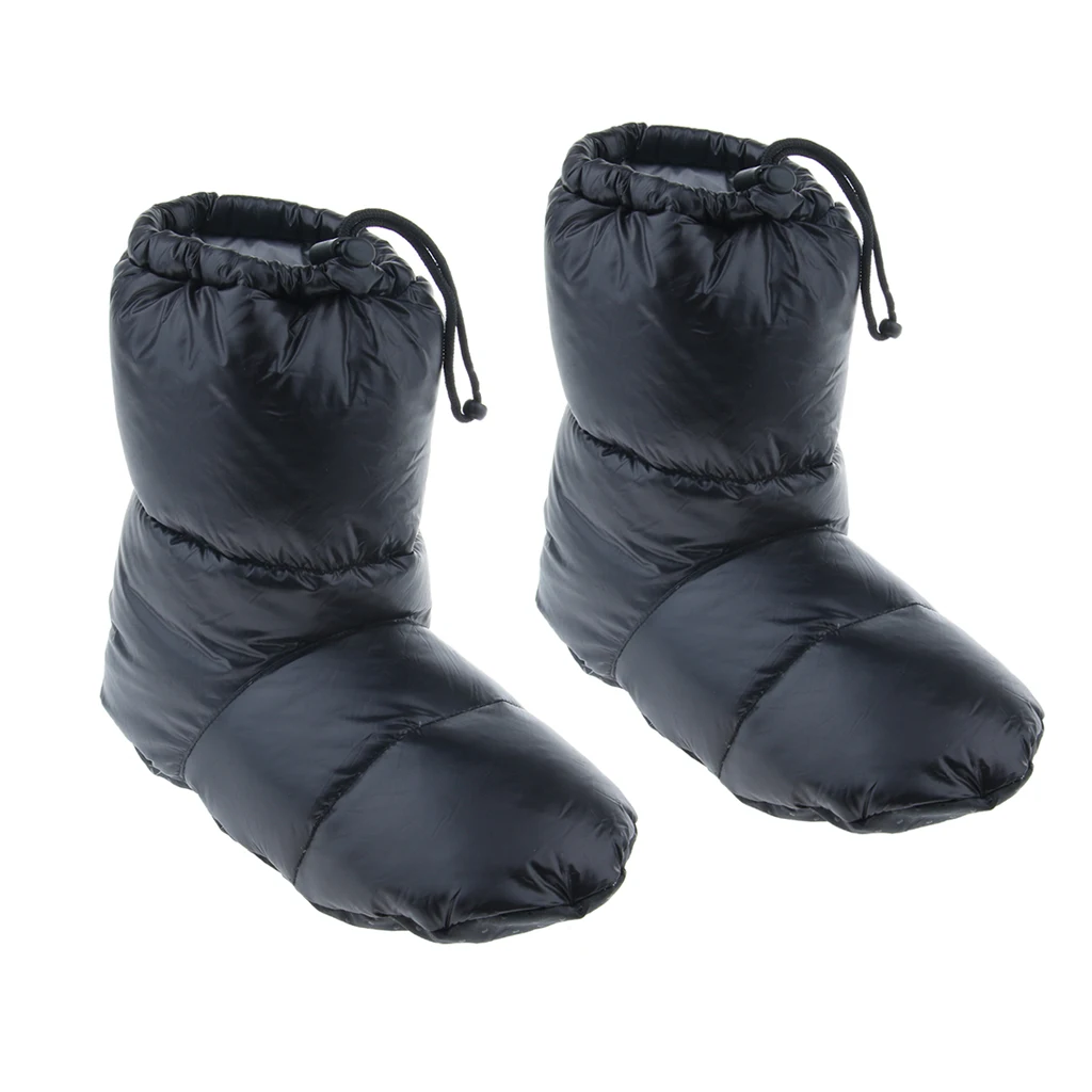 White Goose Down Slippers Winter Warm Camping Tent Foot Booties, Filled with 90% Goose Down, Super Warm