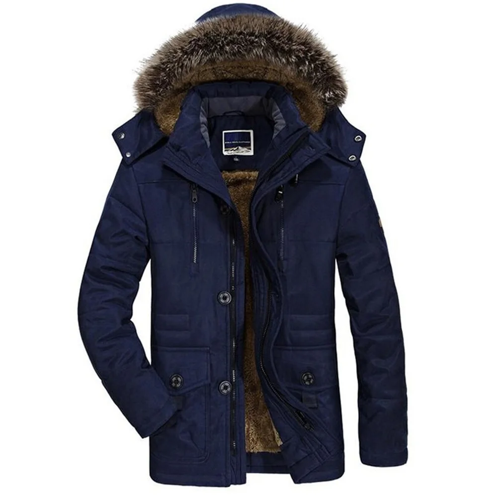 Parka Hooded Fur Hot Warm Winter Collar Thick High Quality Jacket Oversized Wool Linerr 7XL Mens Jackets New Coats Fashion | Мужская