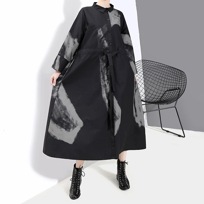 New Fashion Style Black Print Hit Color Vintage Dress Fashion Nova Clothing