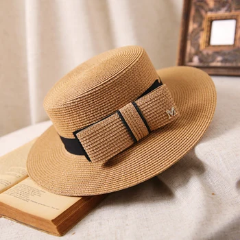 

Retro elegant straw hat female Japanese holiday seaside beach hat outdoor sun protection sun hat