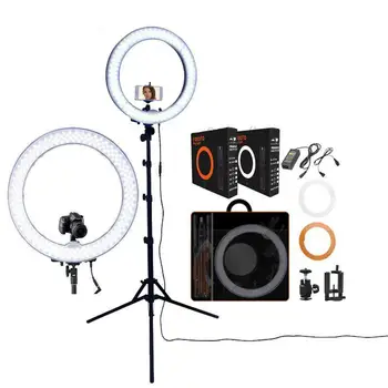 

RL-18 photographic lighting 5500K Led Ring Light WithTripod & Orange Bag Ring Lamp For Makeup Camera Phone Youtube Video