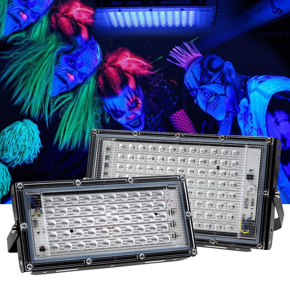 C2 395nm 400nm Led UV Floodlight Waterproof Ultravilet Lamp 2835 Chips 50leds 96leds 50W 100W with Switch Work Working Light 10w 20w 30w 50w 100w high power integrated led lamp chips smd bulb for floodlight spot light warm white red green blue