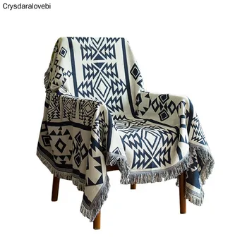 

Blankets Bohemian Geometric Pattern Thread Blanket Sofa Decorative Throws Blanket on Sofa/Bed/Plane Knit Blanket with Tassel