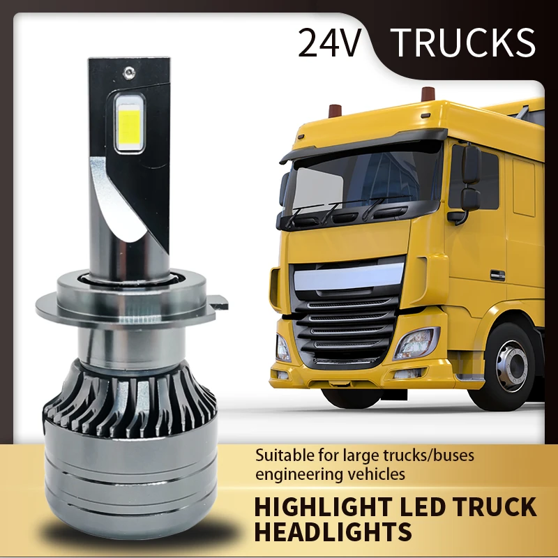 Bombilla Led de 24V para camión, faro brillante de haz bajo y alto, H4, H7, H1, H3, 6000K, 95W, solo para 24V|Bombillas (LED) de faros delanteros| - AliExpress