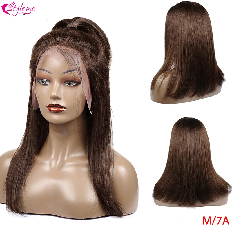 

Styleme 13*4 Light Brown Wig Human Hair Straight Lace Front Wigs 150% 10-28 Middle Ratio Light Brown Brazilian Hair Wig Non-Remy
