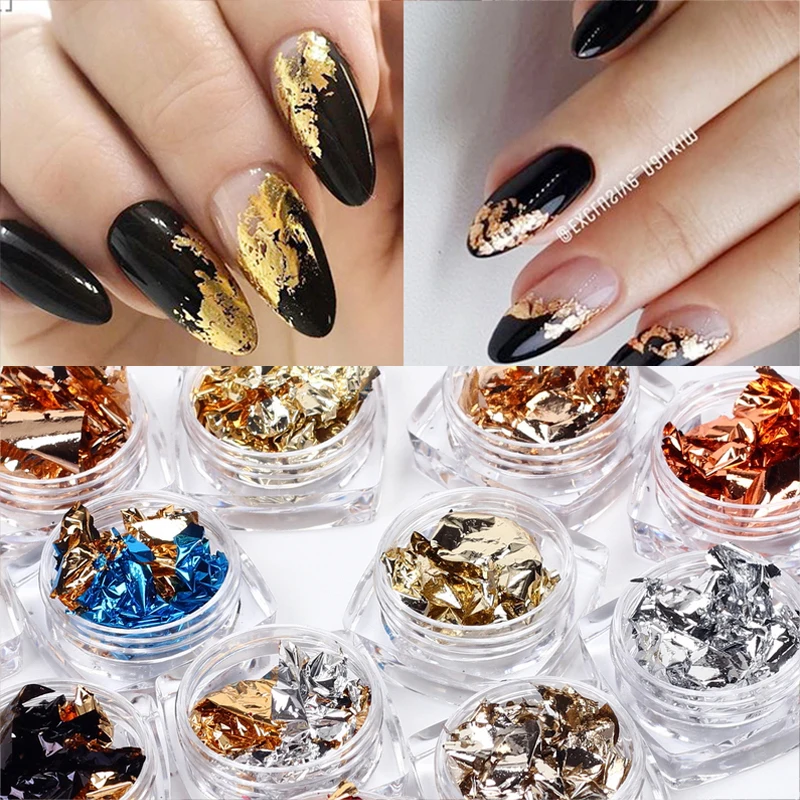 Low Cost Foil-Paper Nail-Sticker Gel-Polish Glitter Silver Manicures Colorful Aluminum Gold Red X6MNemjnVnM