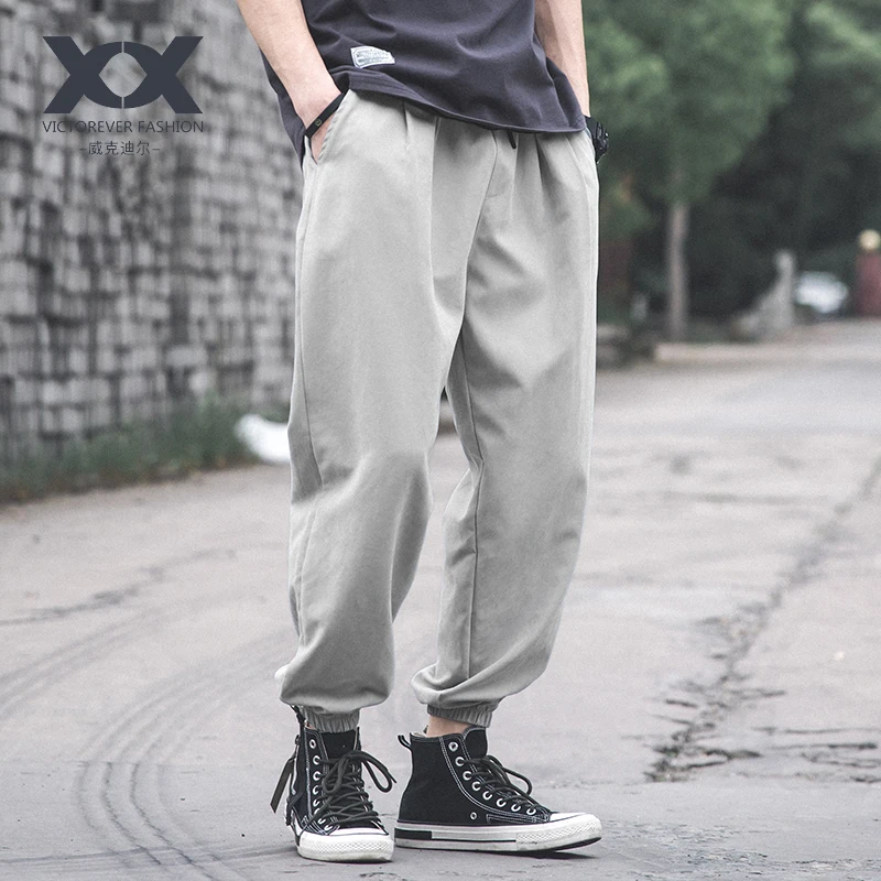 

Japanese retro nine pants men's beam pants loose simple casual pants thin section solid color Harlan feet pants tide